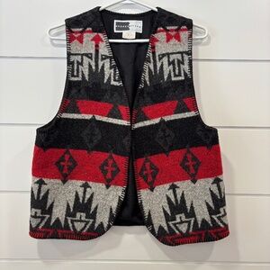 Vintage Rhonda Stark wool blend lined blanket vest size medium
